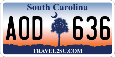 SC license plate AOD636