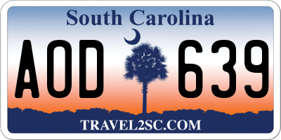 SC license plate AOD639