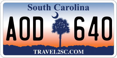 SC license plate AOD640