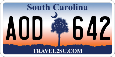 SC license plate AOD642