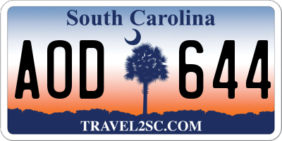 SC license plate AOD644