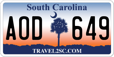 SC license plate AOD649