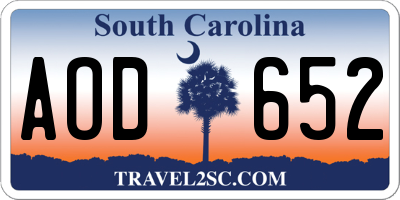 SC license plate AOD652