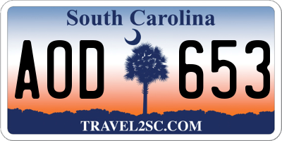 SC license plate AOD653
