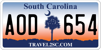 SC license plate AOD654