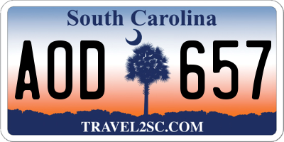 SC license plate AOD657
