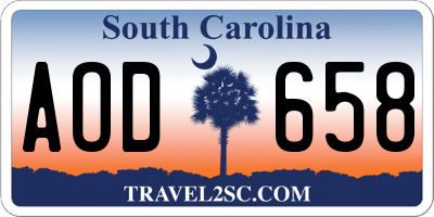 SC license plate AOD658