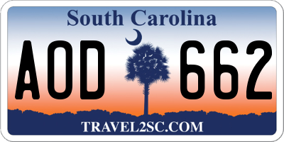 SC license plate AOD662