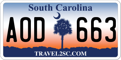 SC license plate AOD663