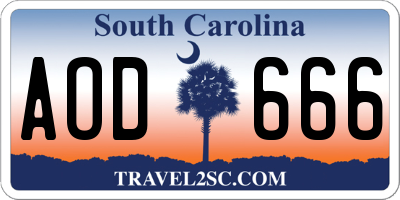 SC license plate AOD666
