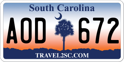 SC license plate AOD672