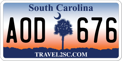 SC license plate AOD676