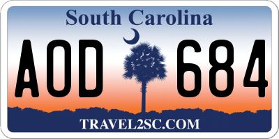 SC license plate AOD684