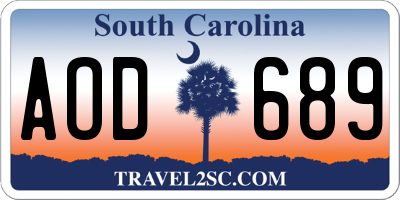 SC license plate AOD689
