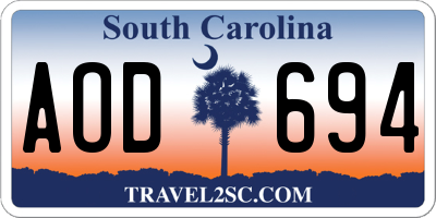 SC license plate AOD694