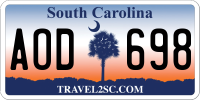 SC license plate AOD698