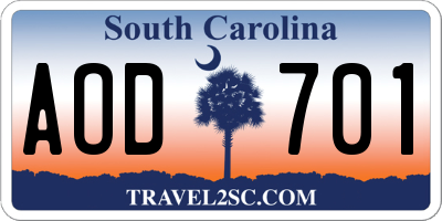 SC license plate AOD701