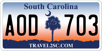 SC license plate AOD703