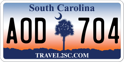 SC license plate AOD704