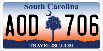 SC license plate AOD706
