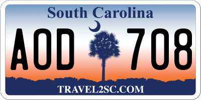 SC license plate AOD708