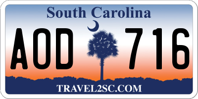 SC license plate AOD716