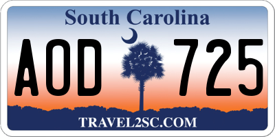 SC license plate AOD725