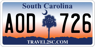 SC license plate AOD726