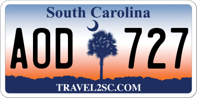 SC license plate AOD727