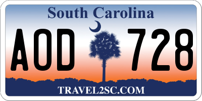 SC license plate AOD728