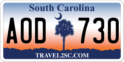 SC license plate AOD730