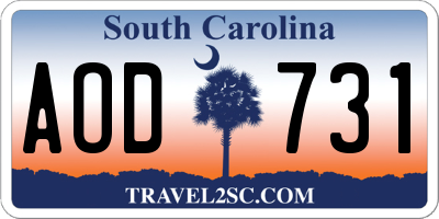 SC license plate AOD731