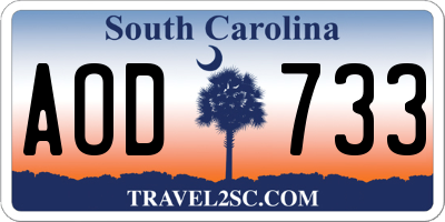 SC license plate AOD733
