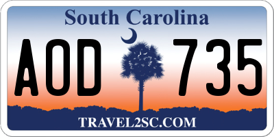 SC license plate AOD735
