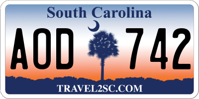 SC license plate AOD742