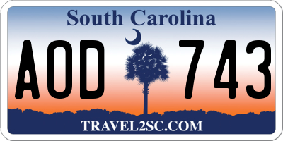 SC license plate AOD743