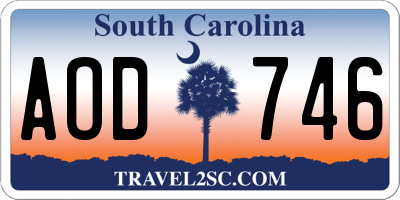 SC license plate AOD746