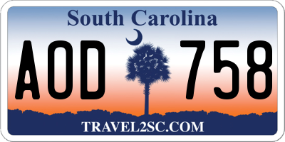 SC license plate AOD758