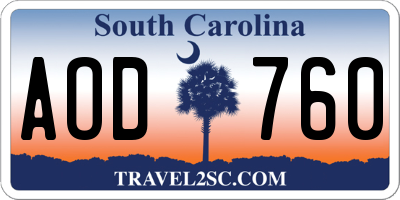 SC license plate AOD760