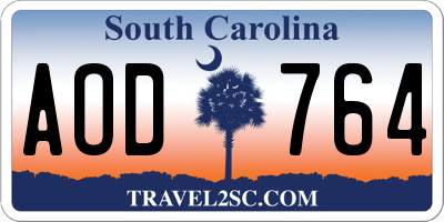 SC license plate AOD764