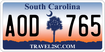 SC license plate AOD765