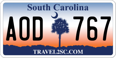 SC license plate AOD767