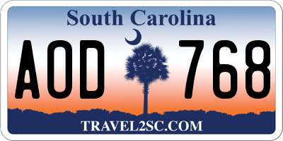 SC license plate AOD768