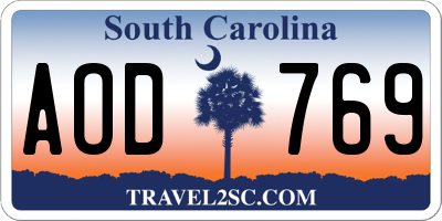 SC license plate AOD769