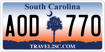 SC license plate AOD770