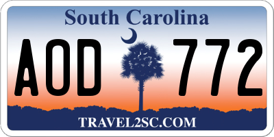 SC license plate AOD772