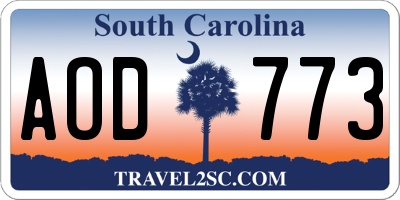 SC license plate AOD773