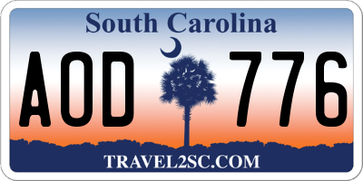 SC license plate AOD776