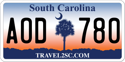 SC license plate AOD780
