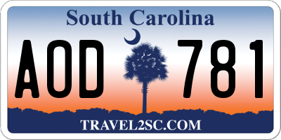 SC license plate AOD781